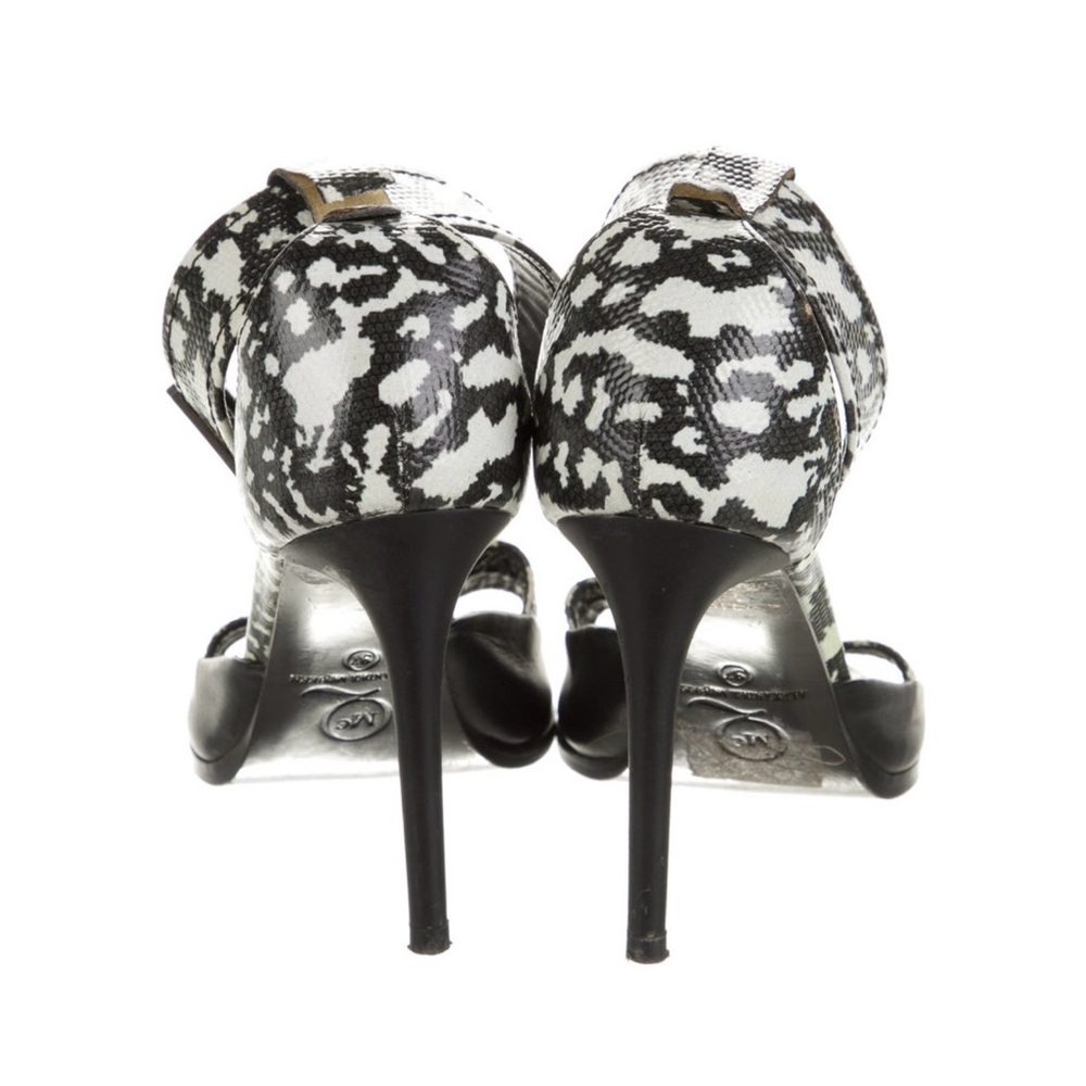 Alexander McQueen Black and White Snake-Print Ankle Strap Stiletto - Picture 4 of 6